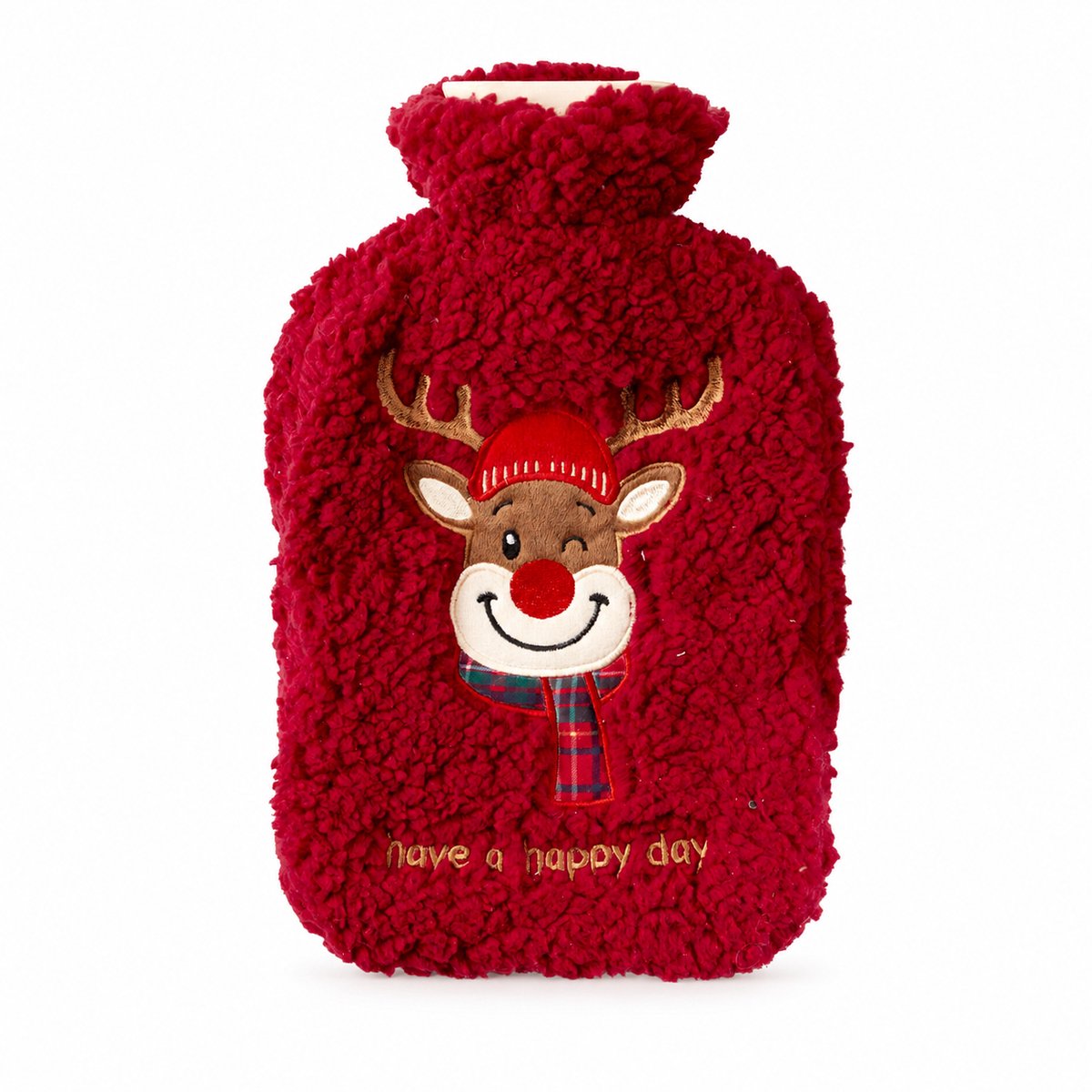 HEM kruik 2L met Hoes - Rood - Rendier - Microvezeldoekje