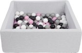 Zachte Jersey baby kinderen Ballenbak met 150 ballen, 90x90 cm - zwart, wit, lichtroze, grijs