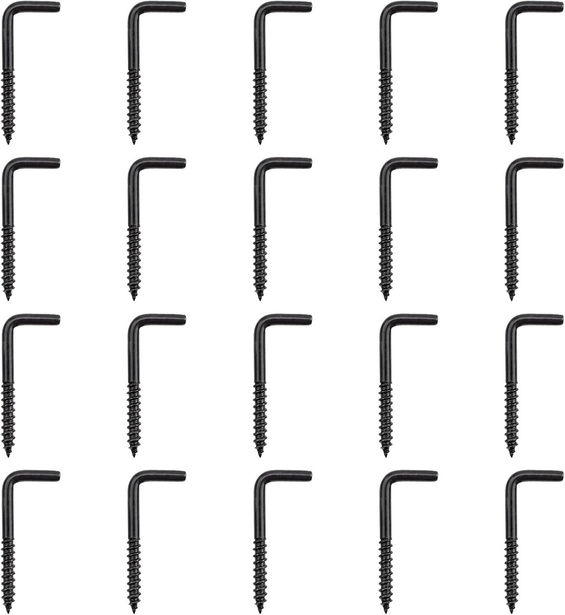 L Haakschroeven Set van 24 Stuks, Zelftappende Schroeven van Koolstofstaal, Vierkante Schouder, Perfect voor Meubelmontage en Klussen in Huis
