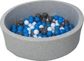 Zachte Jersey baby kinderen Ballenbak met 150 ballen,  - wit, blauw, grijs