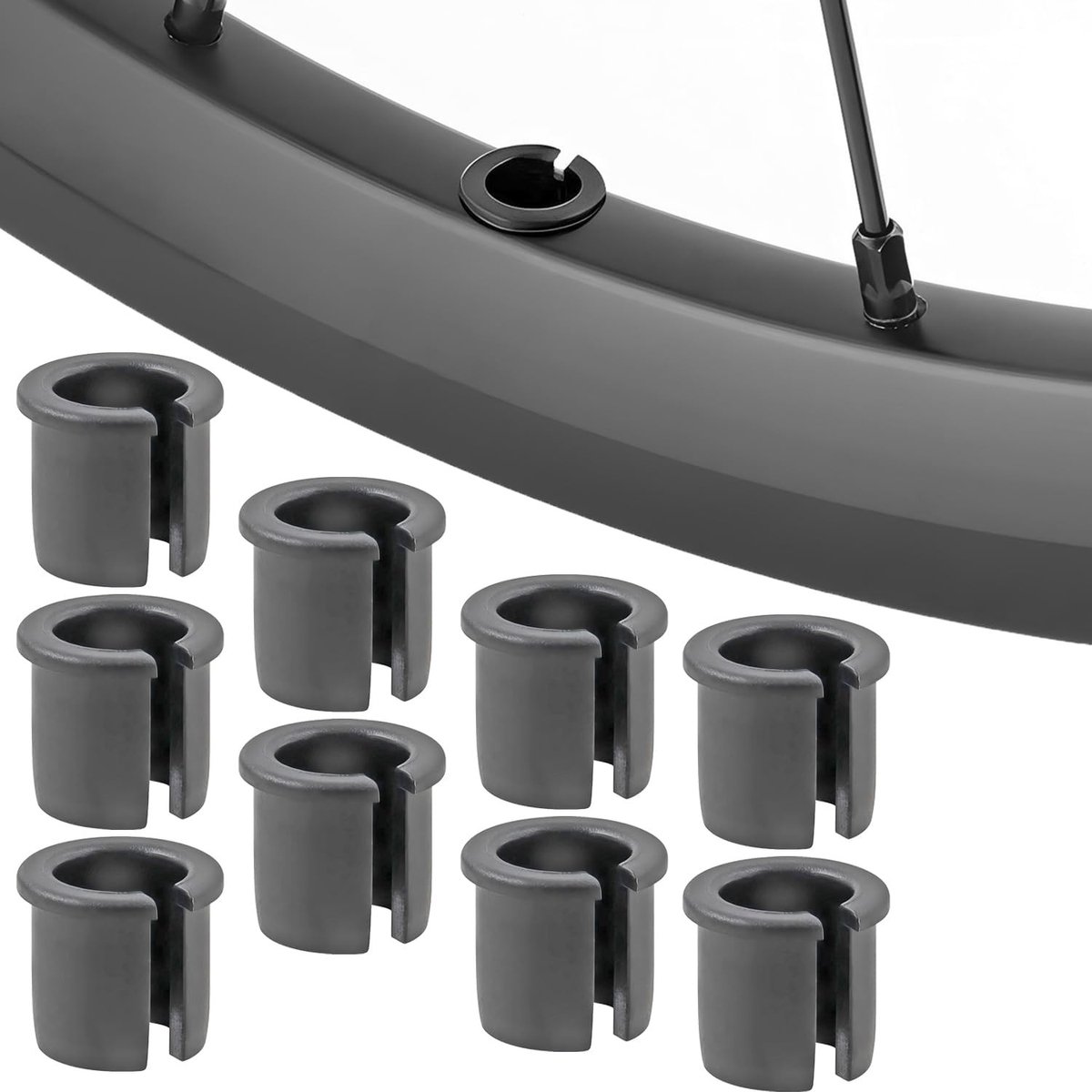 Pack van 10 Fietsklepadapter, Schrader naar Presta Ventieladapter, 0.8cm tot 6mm, Voor Fietswielen en Velgen Conversie, Zwart