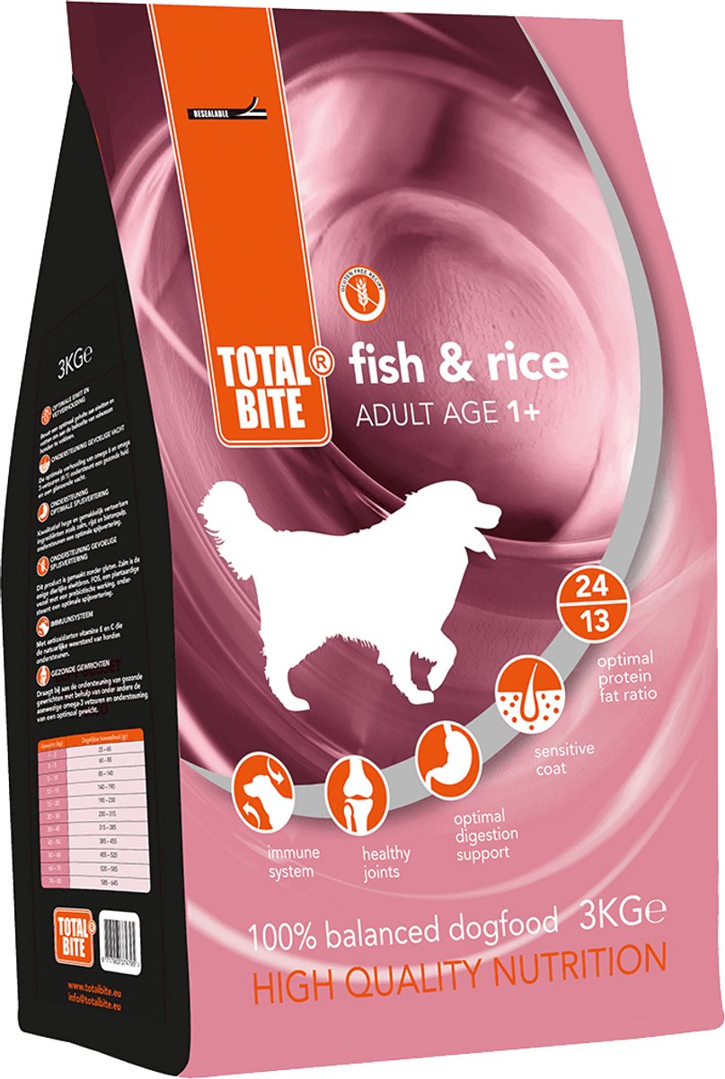Total bite dog fish & rice 3 kilo