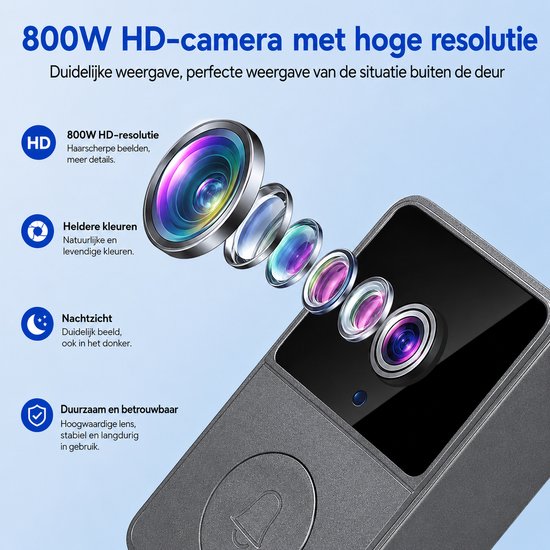 AALVERO - Videodeurbel - Deurintercom - IP65 - 170 ° Kijkhoek - Nachtzicht - 6 Beltonen - 4,3 inch - 640 x 480 - TF-kaart - Zwart — afbeelding 2