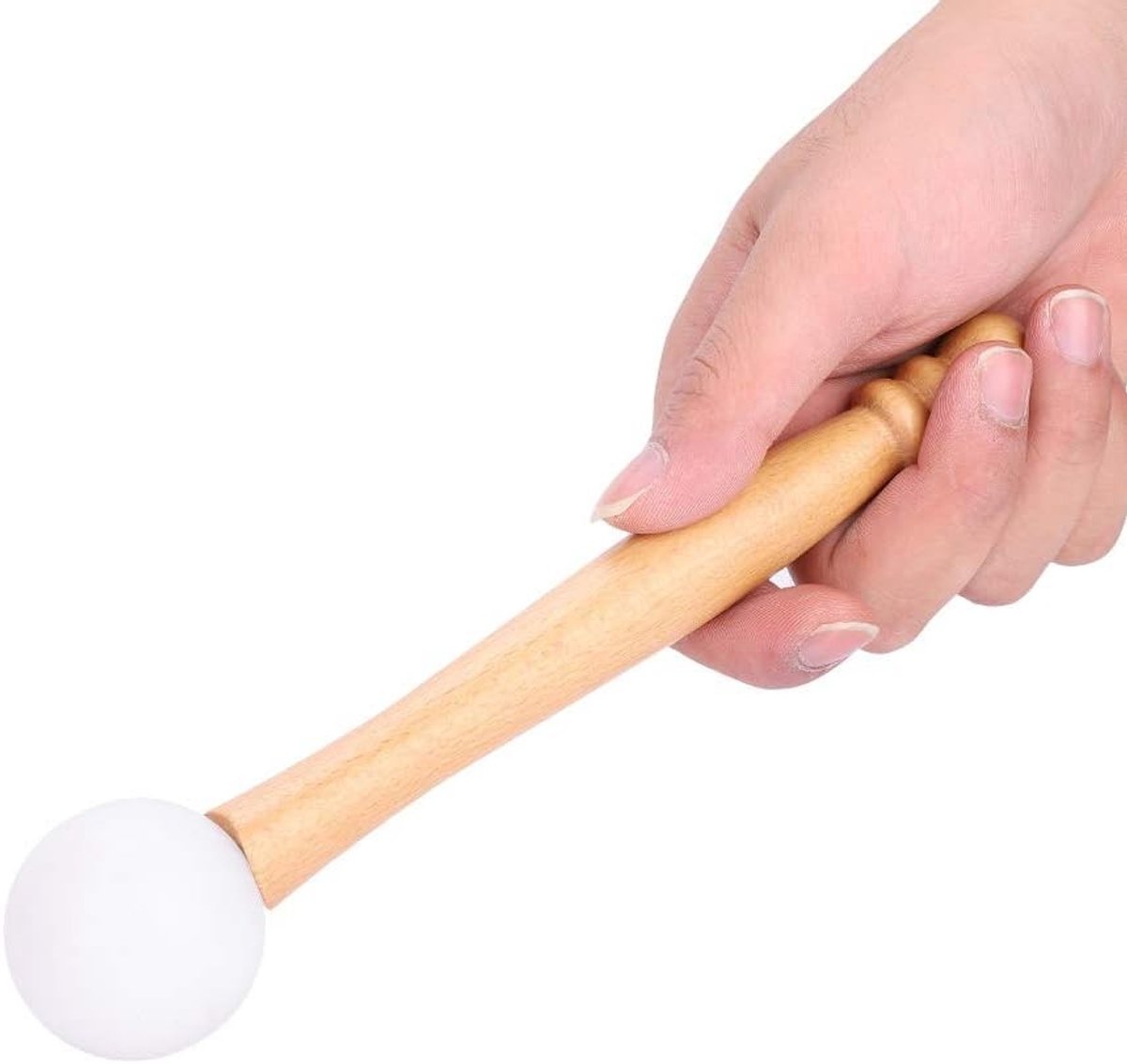Kristallen klankschaal - Houten hamer stok met rubberen o-ringen - 21,8 cm - Percussie mallet voor klankschalen