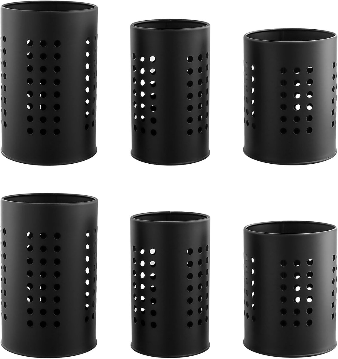 6 Stuks Keukenhulpmiddelen Houder voor Werkblad - RVS Zwart Keukenorganizer voor Kooklepels en Keukenaccessoires, Groot, Middelgroot en Klein
