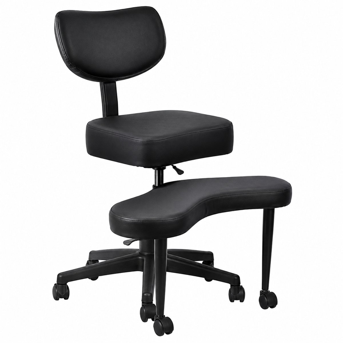 VILIMA - Bureaustoel - Meditatiestoel - Ergonomische bureaustoel - Incl. zitting voor gekruiste benen - Hoogwaardige beensteun - In hoogte verstelbaar - Zwart