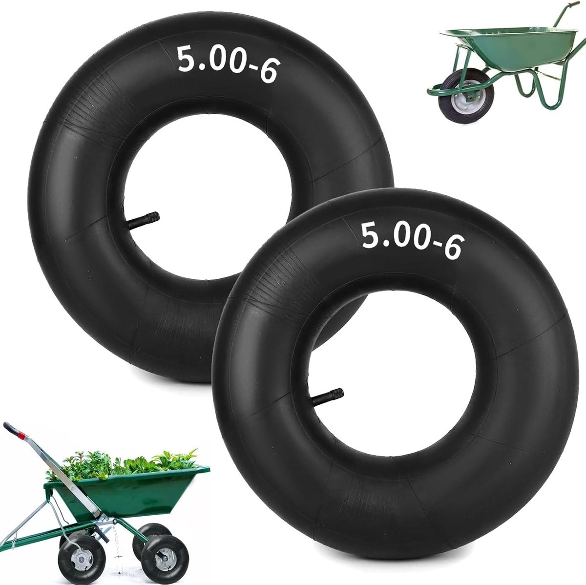 Kruiwagenband - Zwart - 13 x 5.00-6 inch - Duurzame Binnenband van Rubber - Voor Kruiwagen en Steekwagen
