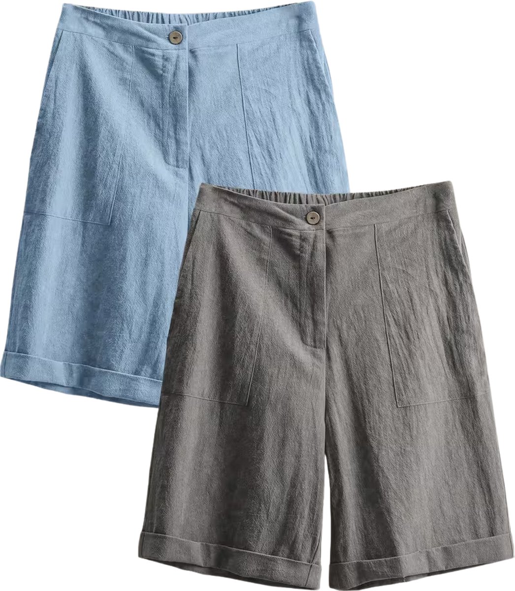 Currero Jorts Dames Jeans Short Korte Spijkerbroek Baggy Fit – Cargo Short Zomer Grote Maten + Lichtblauw – Lichtgrijs