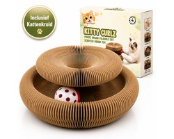 Twenty4seven® Kattenspeelgoed Krabkarton voor Katten - Opvouwbare Krabmand van Karton met Balletje - Inclusief Kattenkruid - Krabmat en Krabmeubel - Rond Krabspeeltje