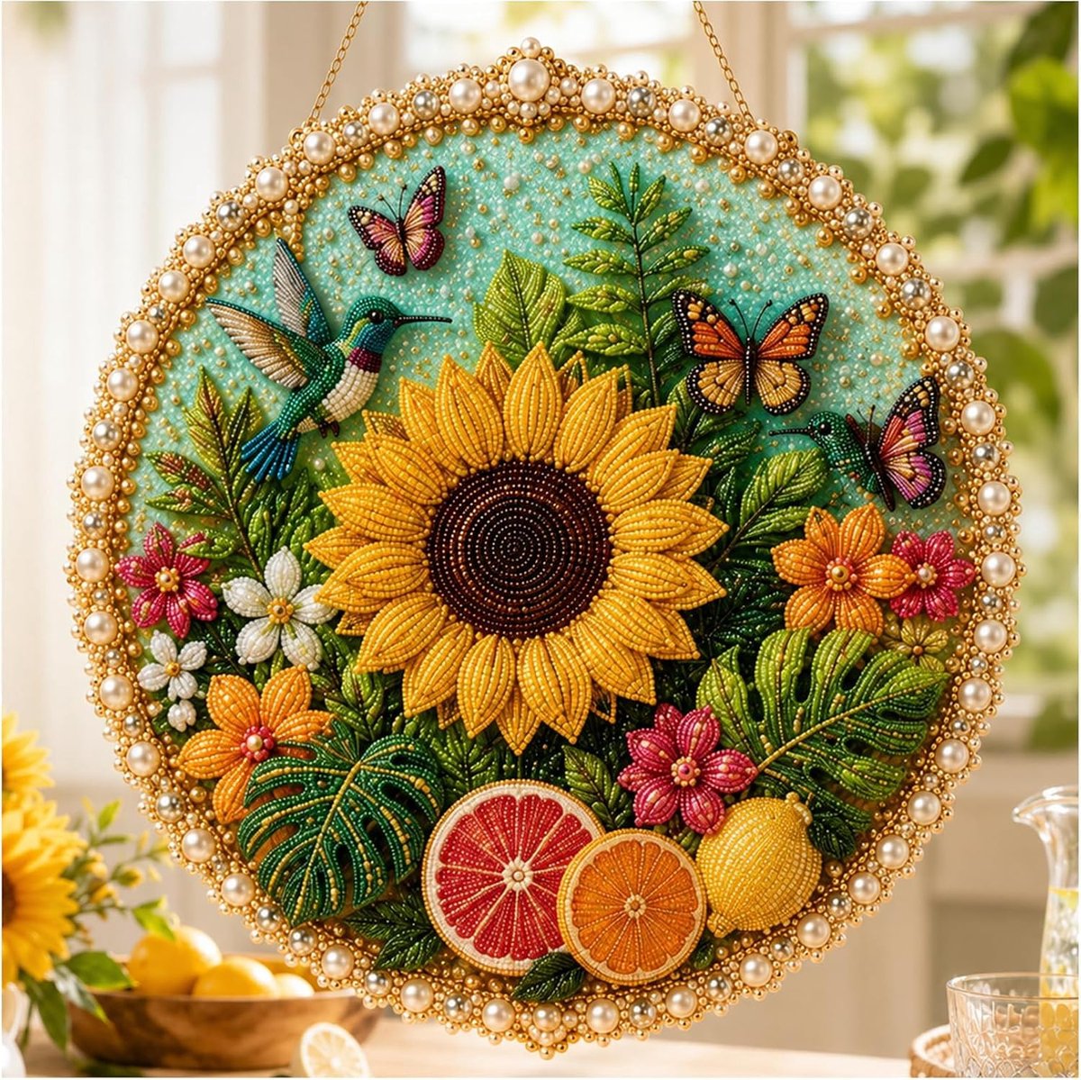 Casalora DIY Raamhanger Parel Diamant Schilderij Kunstset - Diamond Painting Zomer voor Volwassenen & Beginners - 25 x 25 cm