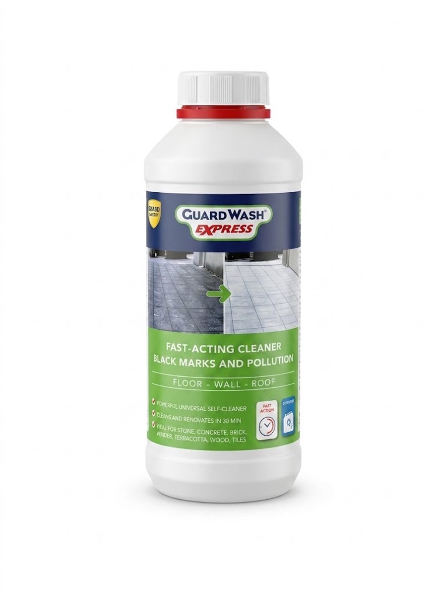 Terras en gevelreiniger voor natuursteen, hout, crepi - Geconcentreerd - Guardwash Express 1L - Tot 3L kant-en-klaar - 18m²