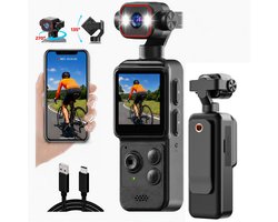 4K Mini-actiecamera met clip – 1,54 inch scherm, 140° groothoek, app-bediening, LED-verlichting en 1200 mAh – voor vloggen en reizen