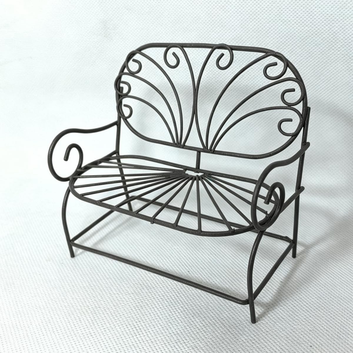 Vintage IJzeren Tuinbankje voor Miniatuurlandschappen - Dubbele Stoel voor Fairy Garden Decoratie en Succulent Plantenaccessoires