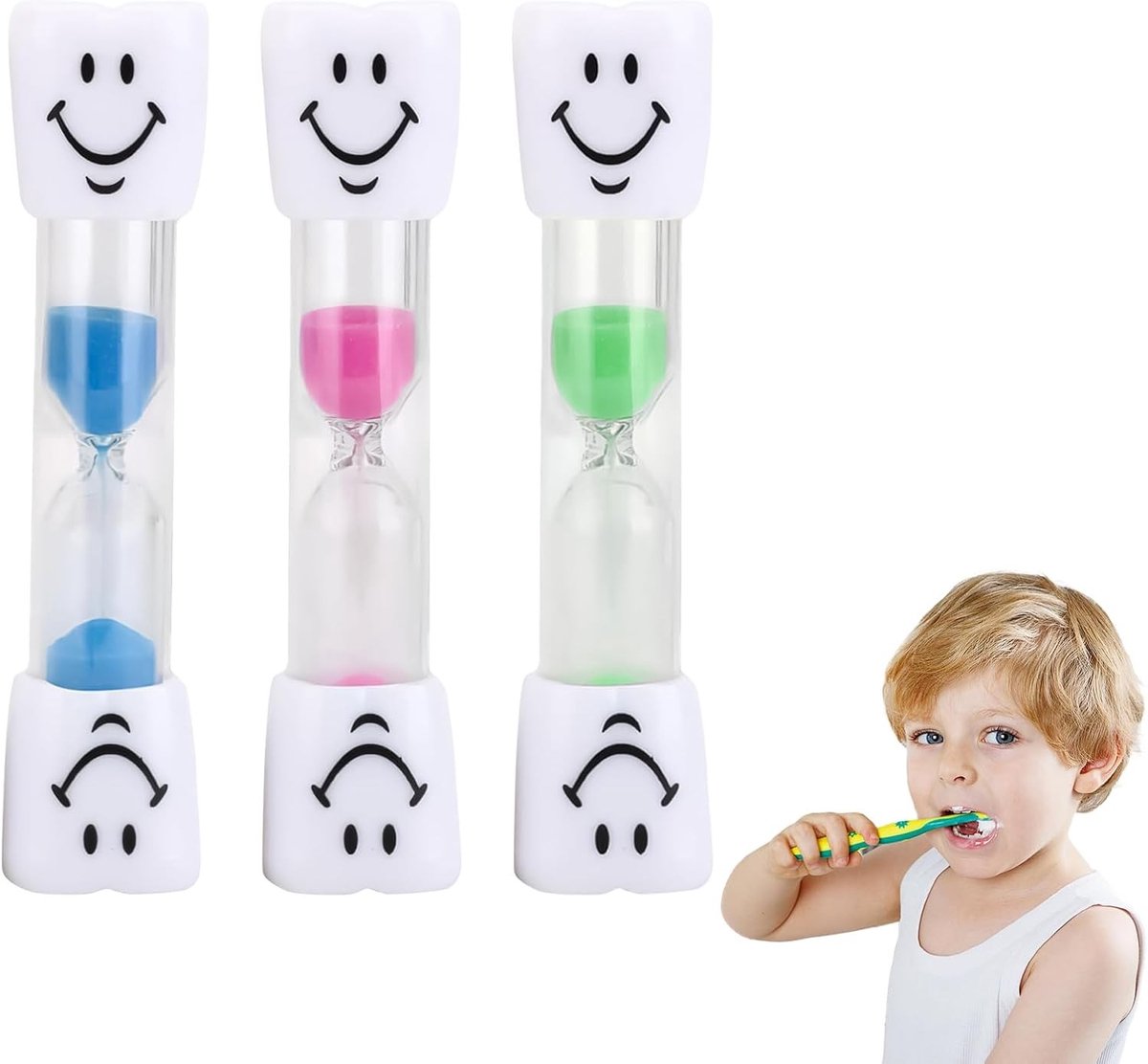 Drie Delige Zandloper Set voor Kinderen, Ideaal voor Tandenpoetsen, Educatief en Leuk, 3 Minuten Timer voor Peuters