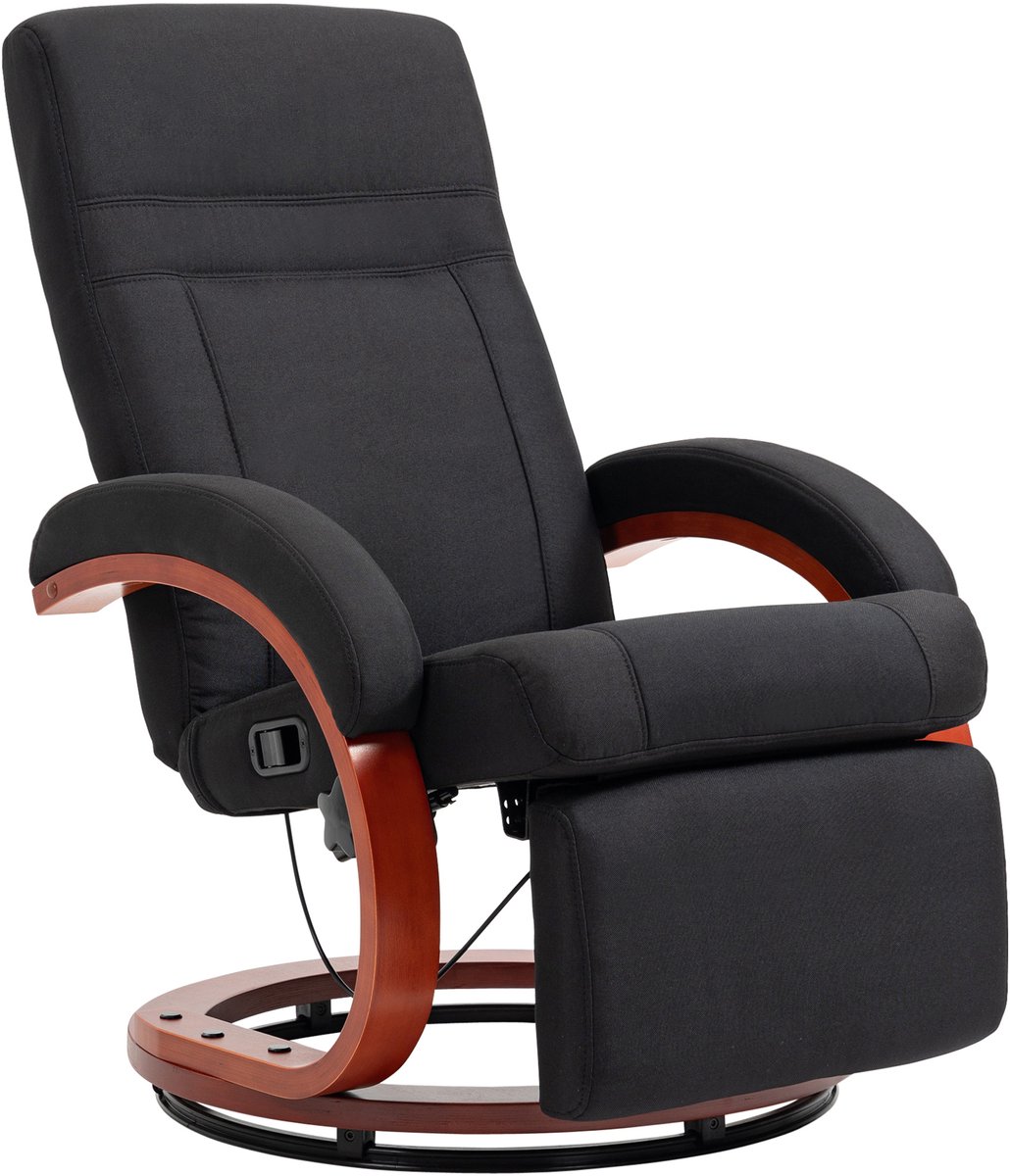 HOMCOM Recliner-Polyester, Eukalyptusholz-68L x 86B x 100H cm-Schwarz