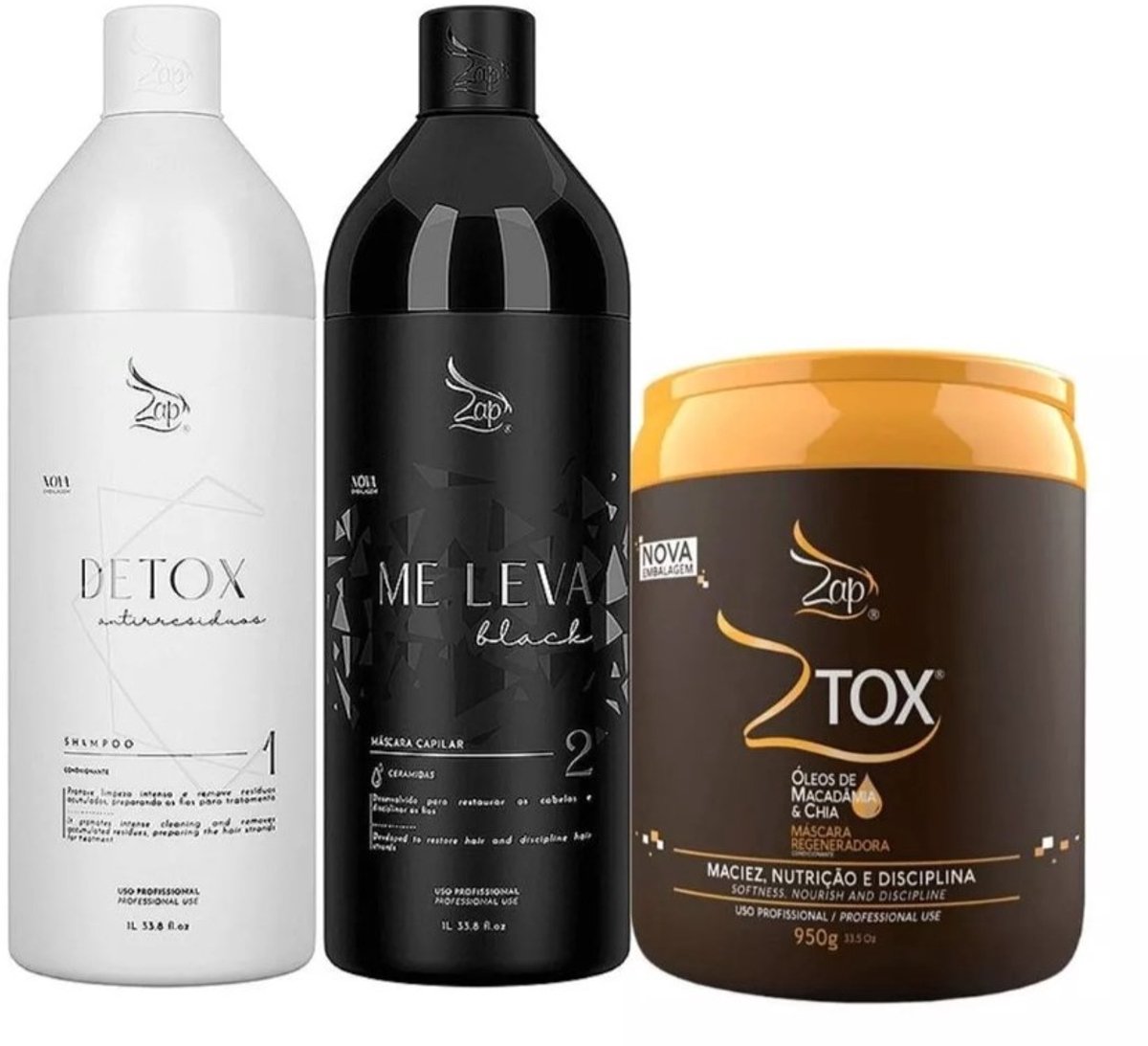 kit Complete 3 in 1 ZAP Braziliaans Keratine Behandeling ( Kit Me Leva + Ztox Macadamia & Chia )