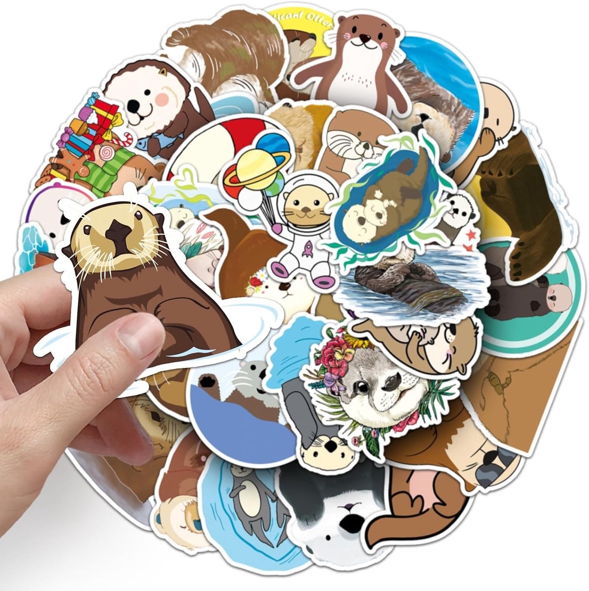 Vijftig waterdichte vinylstickers van de Euraziatische rivierotter voor skateboard, motor, fiets en laptop, perfect voor kinderen en tieners