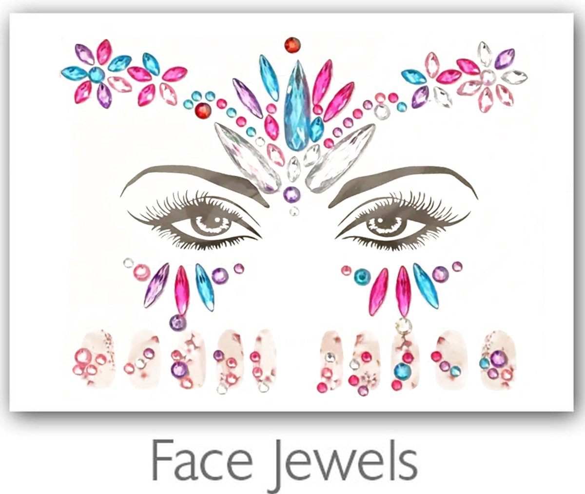 Gezicht en Nagels Festival Jewels [Dots Strass Steentjes met zelfklevend Plaklaag - Sticker Diamantjes voor Lichaam en Gezicht - Festival tattoo set outfit diamand glitter - Juwelen Face Glitterstiften tattoos kinderen]