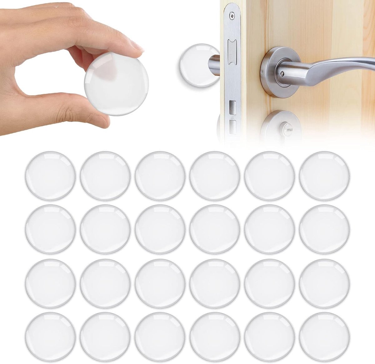 Deurstopper Muur Transparant - Set van 24 - Ø 4 cm - Zelfklevende Deurbuffers - Muurbescherming tegen Deurklinken