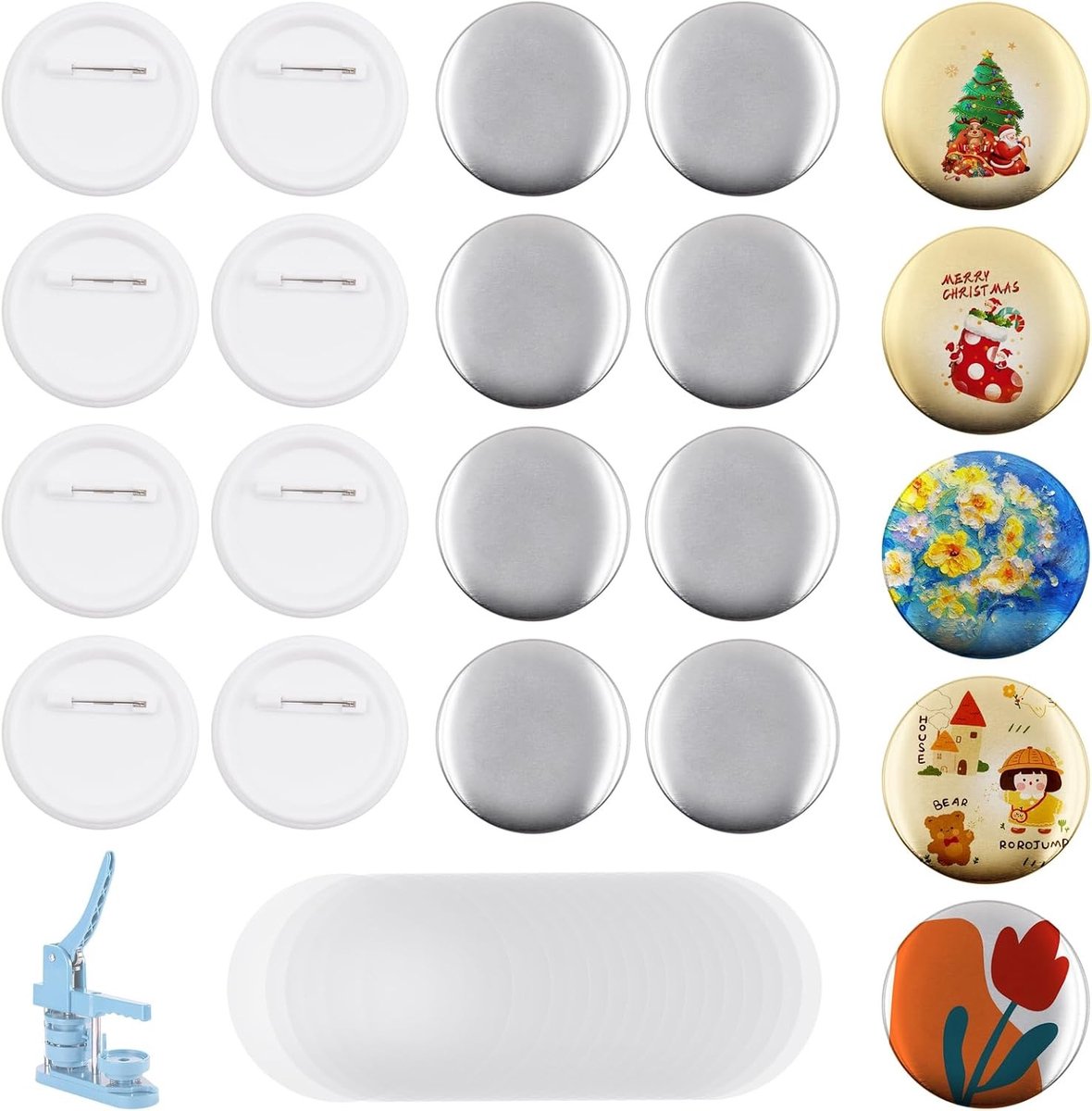 Buttonmachine 58 mm - Ronde metalen knopen - 58 mm - Met kunststof achterkant - Voor doe-het-zelf badges