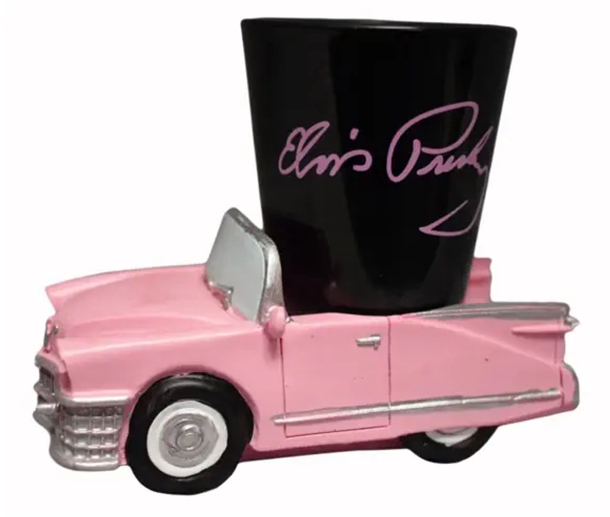 Elvis Presley Shotglas met Roze Cadillac Houder