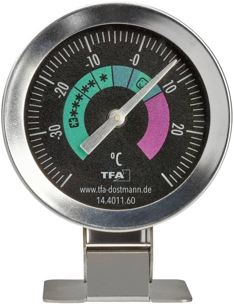Aanlegthermometer - Zilver - Roestvrij Staal - Analoge Koelthermometer voor Koelkast en Diepvries