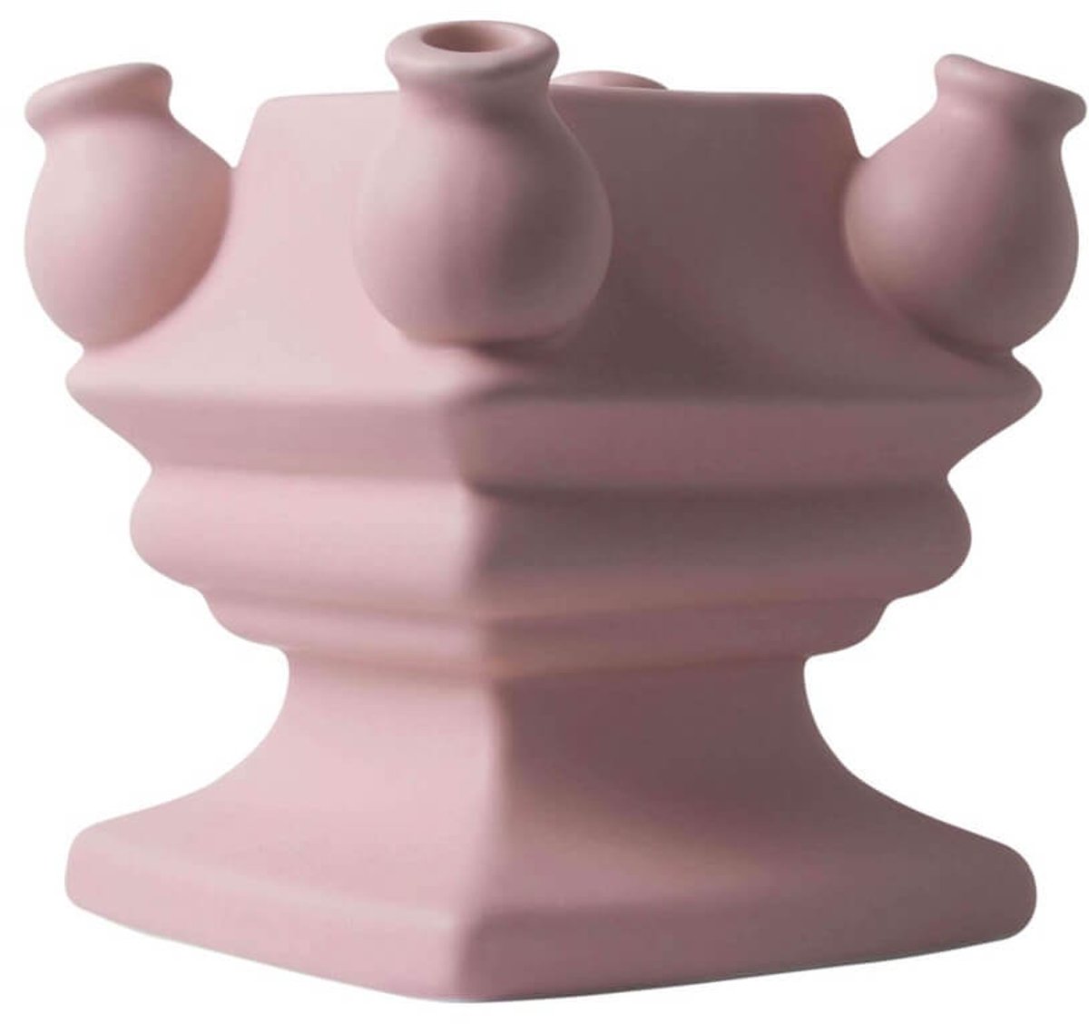 Heinen Delfts Blauw Tulpenvaas Stapelgekte - Roze mat - Bodem - 17 cm