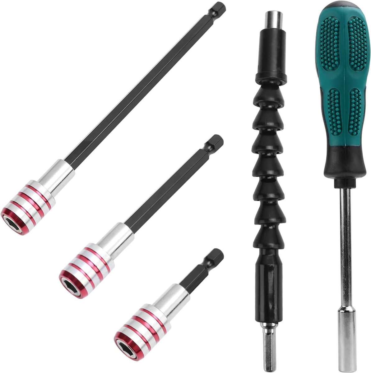 Spanner schroevendraaierset met snelle verwisselbare bits, flexibele schacht en magnetische bit houder voor efficiënt schroeven