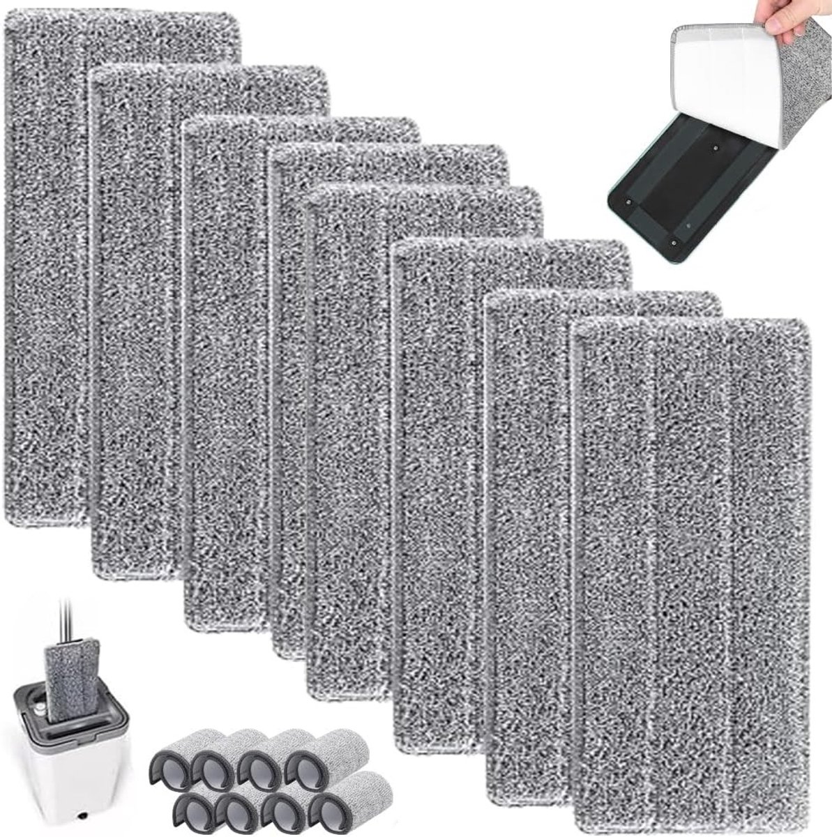 8 Stuks Microvezeldoeken, Absorberende Vervangende Mop Pads, Wasbare Reinigingsdoeken voor Thuis, Kantoor en Diverse Vloeroppervlakken zoals Hout en Tegels