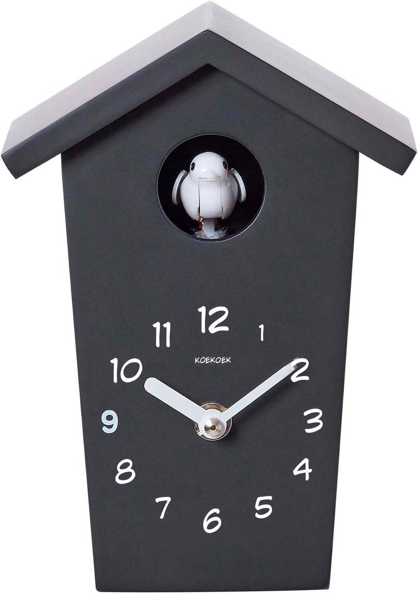 Kavo Koekoek Klok - Koekoeksklok Modern - Minimalistische Koekoeksklok - Zwart - 17cm x 13cm x 9cm
