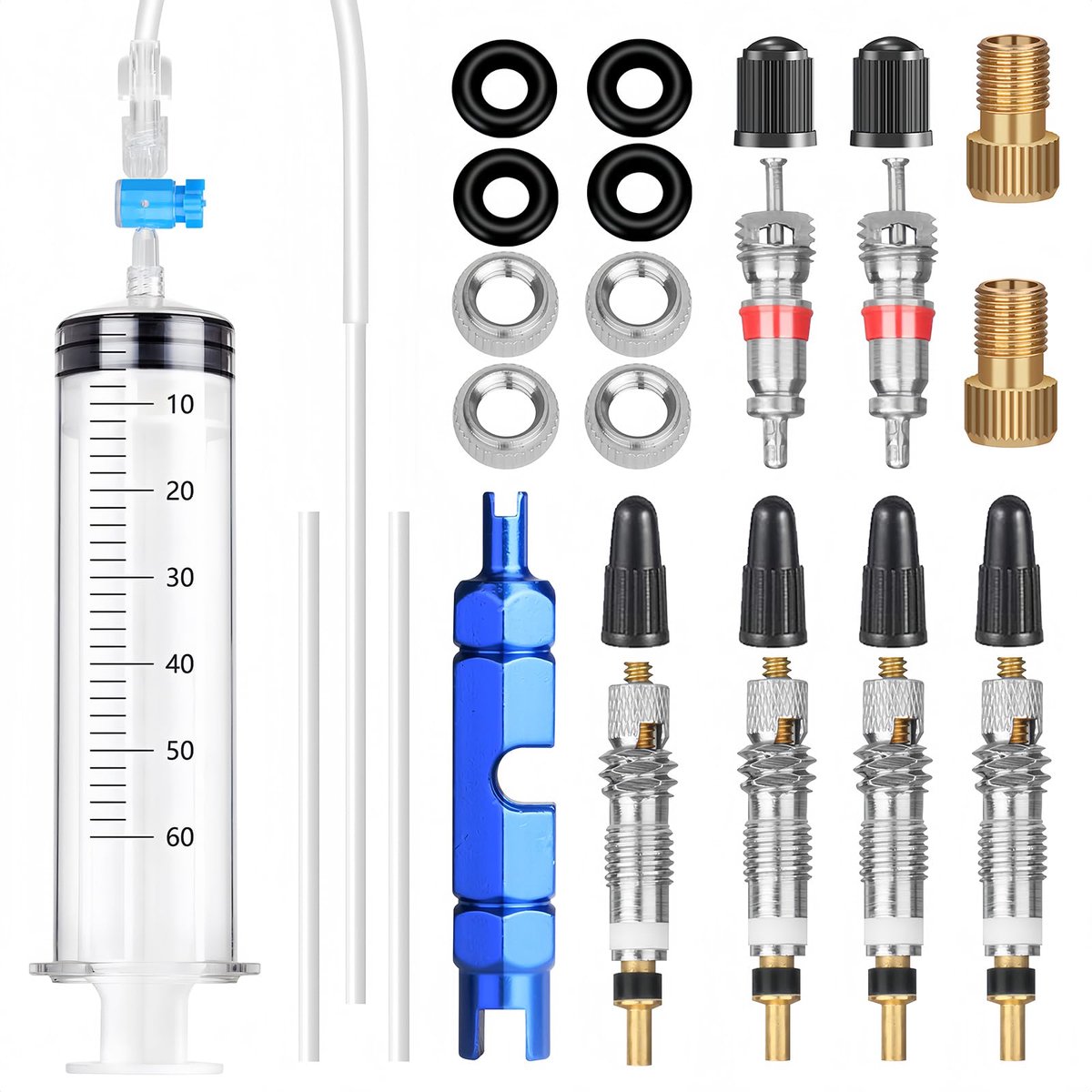 Scalnuvyyh Tubeless Spuit Tubeless Dichtmiddel Spuit Fiets Sealant Injector Tubeless Kit met Ventilkernverwijderaar - ShopVlot