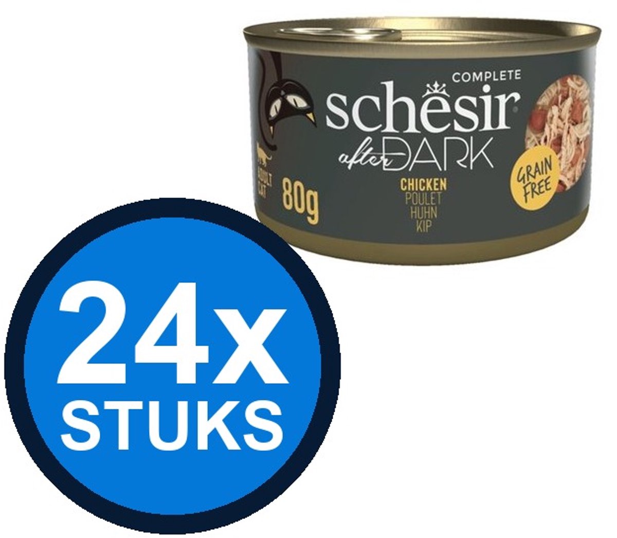 24x Schesir After Dark - Kip in Bouillon - Kattenvoer Natvoer - 80g