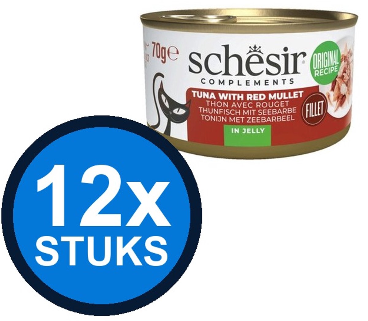 12x Schesir - Tonijn & Rode Mul in Gelei - Kattenvoer Natvoer - 70g