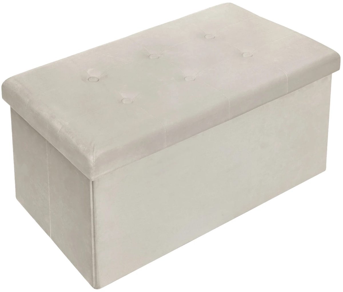 Klarven® Opbergkist Fluweel crème - Fluwelen Opbergkist met Zitbank - Opvouwbaar, 80 Liter Opslag, Draagvermogen tot 150 kg - B 76 x D 38 x H 38 cm