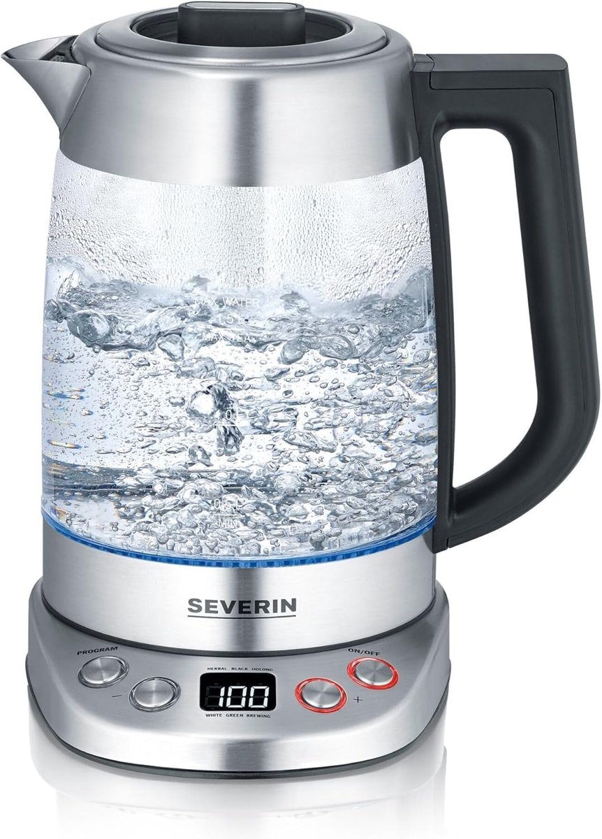 Glazen waterkoker met theezeef snel verwarmend elektrische theeketel met temperatuurregeling timer 1,7L 3000W
