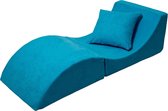 Opvouwbare sofa, comfortabel, ontspannend, 3 in één, pouffe, tafel - Blauwe