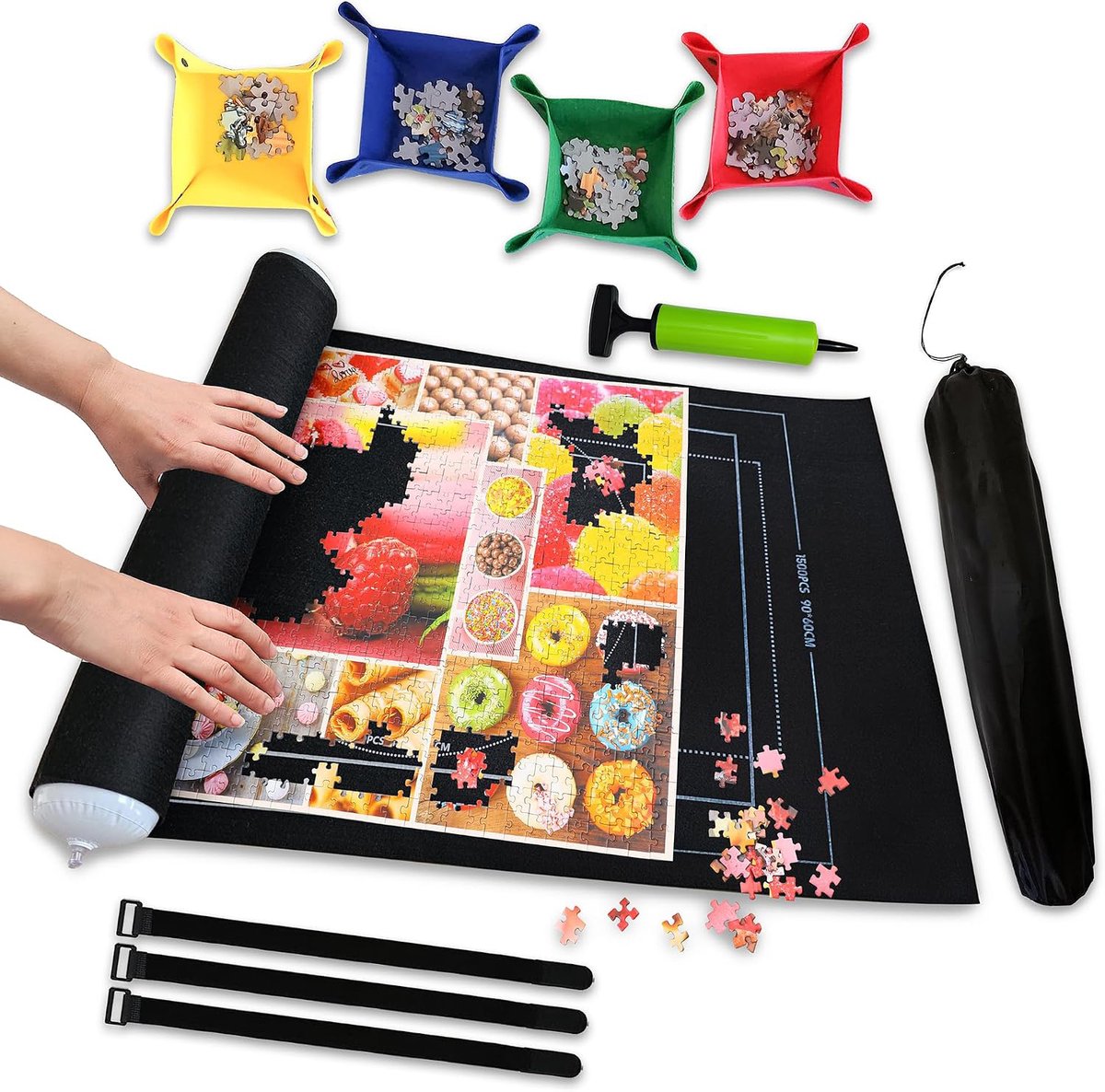 Puzzelmat Oprolbaar Voor 1500 Stukjes - Vilten Puzzelbord - Puzzel Saver Mat Voor Opslag - Draagbare Puzzelrolmat