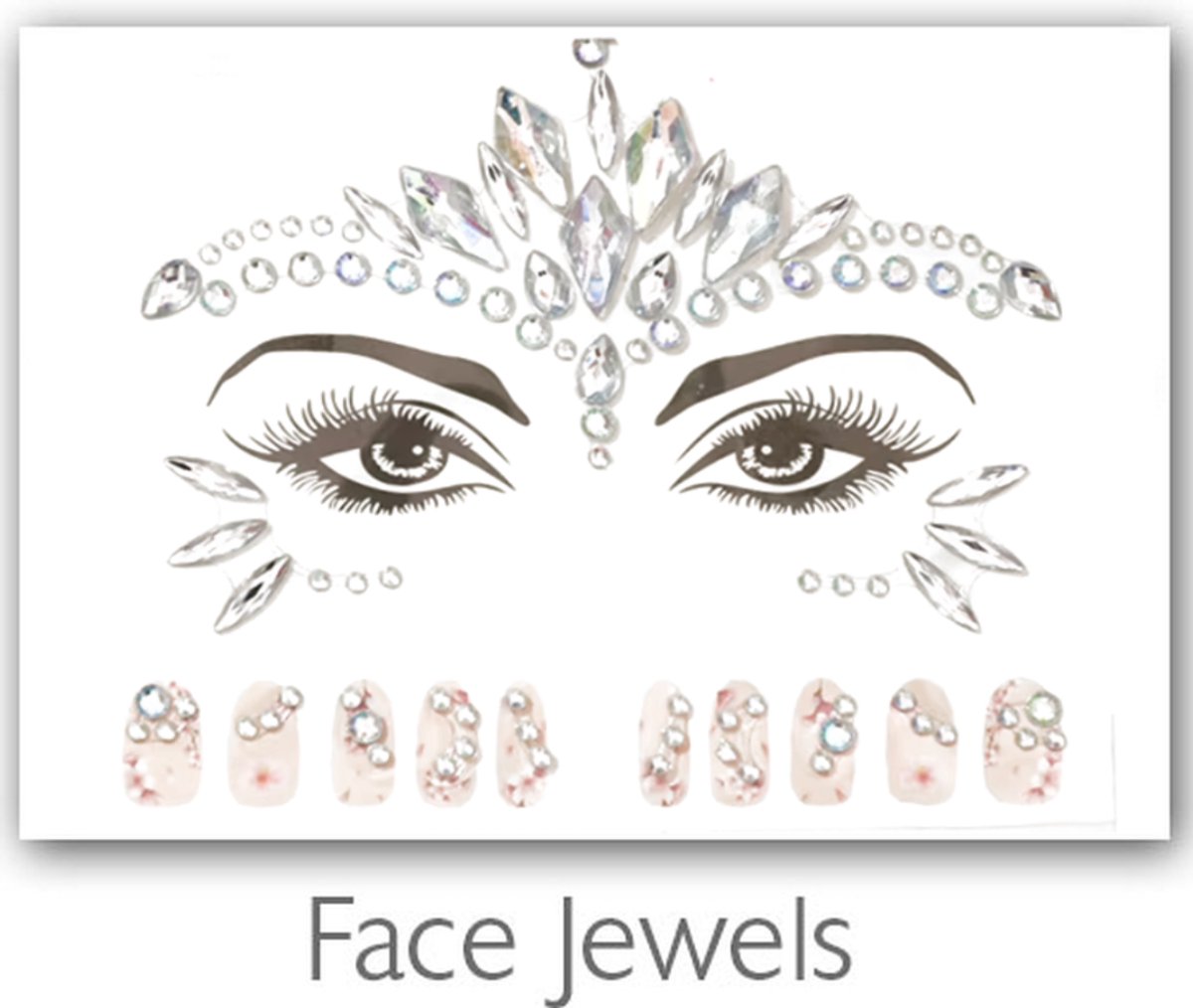 Gezicht en Nagels Festival Jewels [Dots Strass Steentjes met zelfklevend Plaklaag - Sticker Diamantjes voor Lichaam en Gezicht - Festival tattoo set outfit diamand glitter - Juwelen Face Glitterstiften tattoos kinderen]