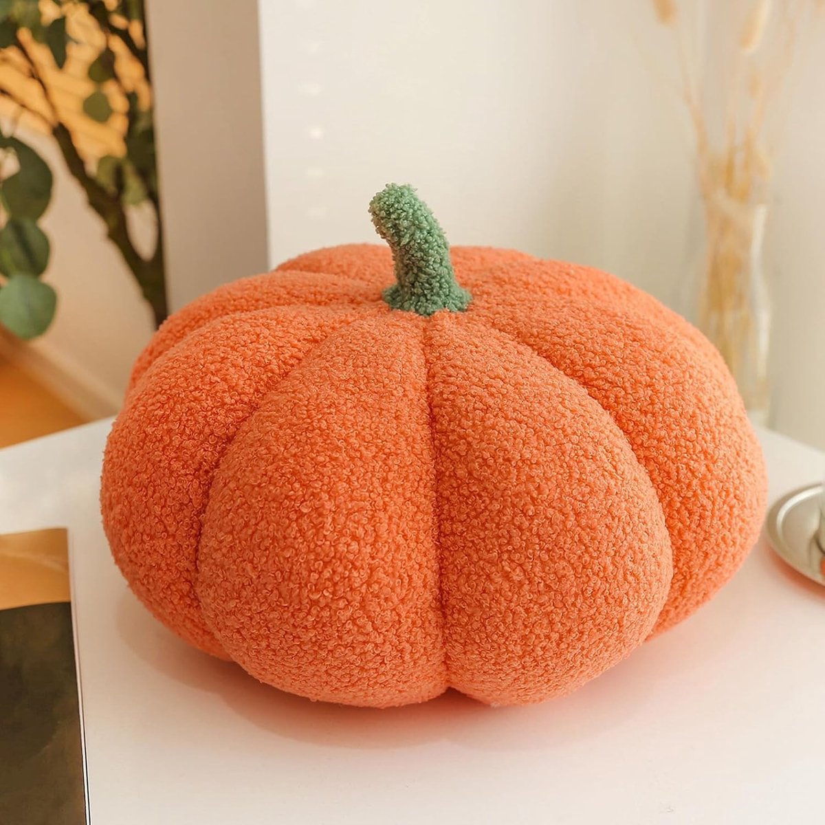 3D Pompoen Kussen, 20 cm Decoratie voor Halloween, Zacht Pluche Kussen voor Herfst en Interieur, Aesthetic Kussens voor Bank en Stoelen