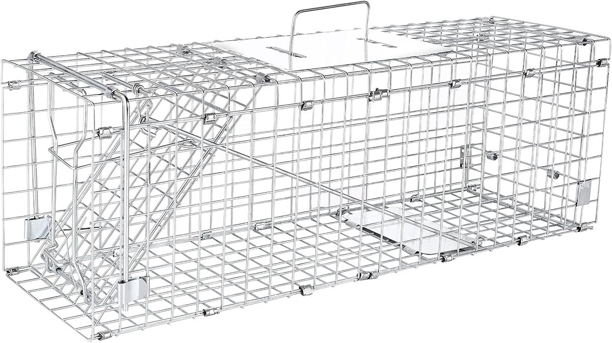 Levende Dierenval 61 x 18 x 21 cm – Marterval en Wildval – Diervriendelijke Vangkooi voor Kleine Dieren – Verzinkte Metalen Val met Handvat – Herbruikbare Vangkooi voor Tuin, Garage en Buiten