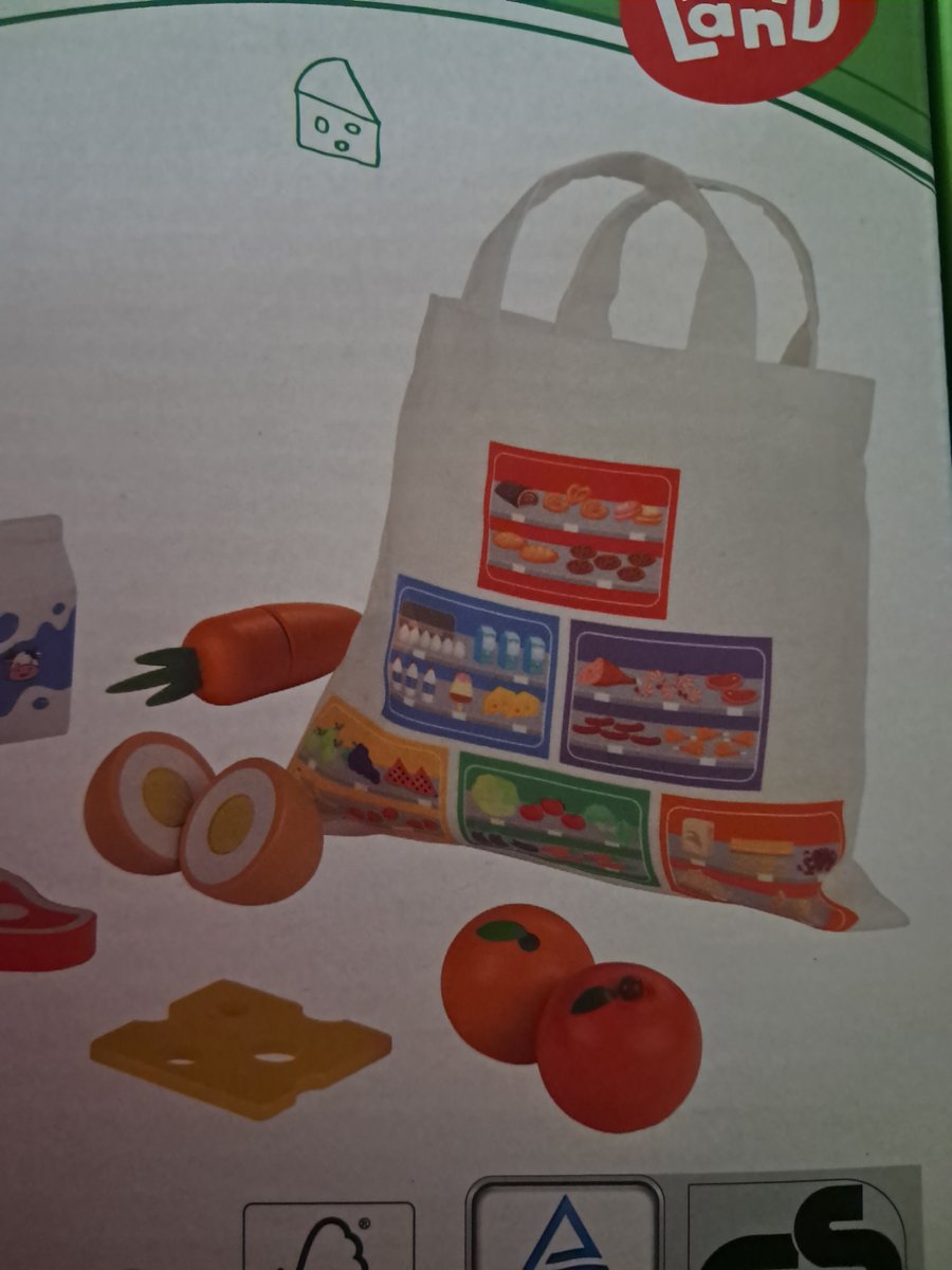 Kidland Speelgoed Boodschappentas met eten - Hout - 17 delig - Uitgebreide accessoires