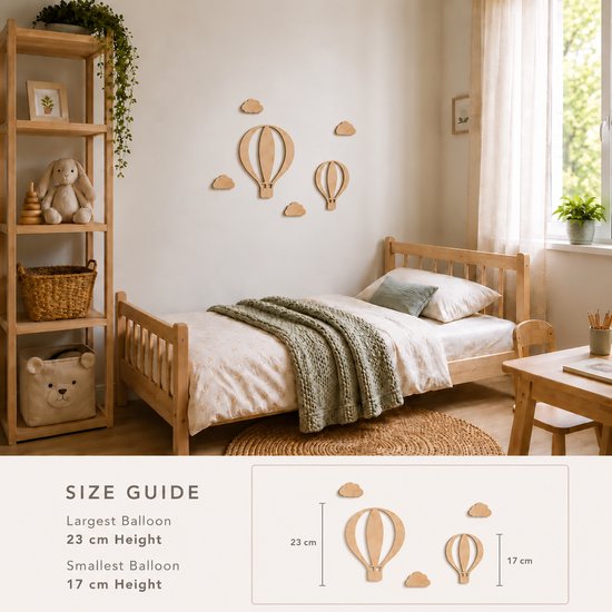 Wooden Wonder Crafts - Wanddecoratie kinderkamer - Luchtballonnen - Hout — afbeelding 4