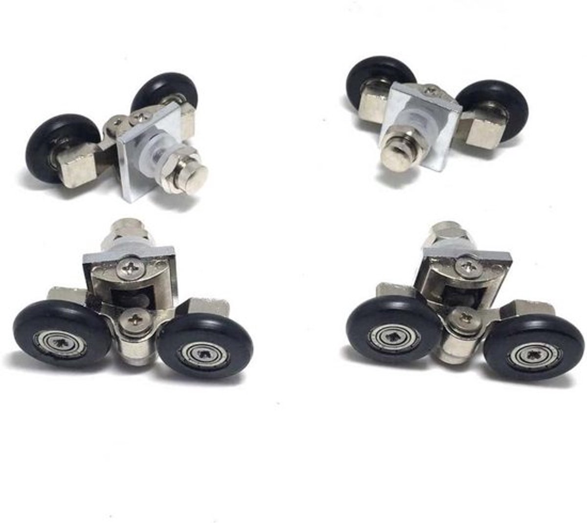Douchedeurwieltjes - set van 4 stuks, verstelbaar, 25 mm diameter, badkamer