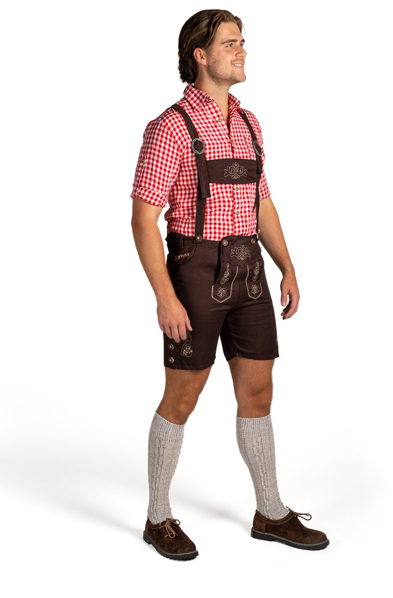 Samex® Lederhosen Man - Lederhose - Oktoberfest Heren - Carnavalskleding - Verkleedkleren mannen - Bruin - Maat L