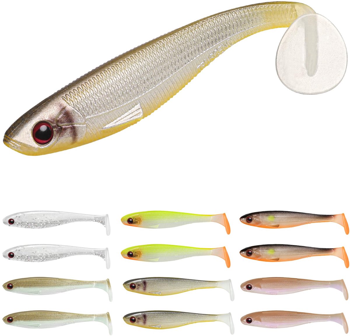 Zacht Plastic Kunstaas - Swimbait met Paddelstaart - voor Zoet- en Zoutwater - Baars, Forel, Crappie, Snoekbaars