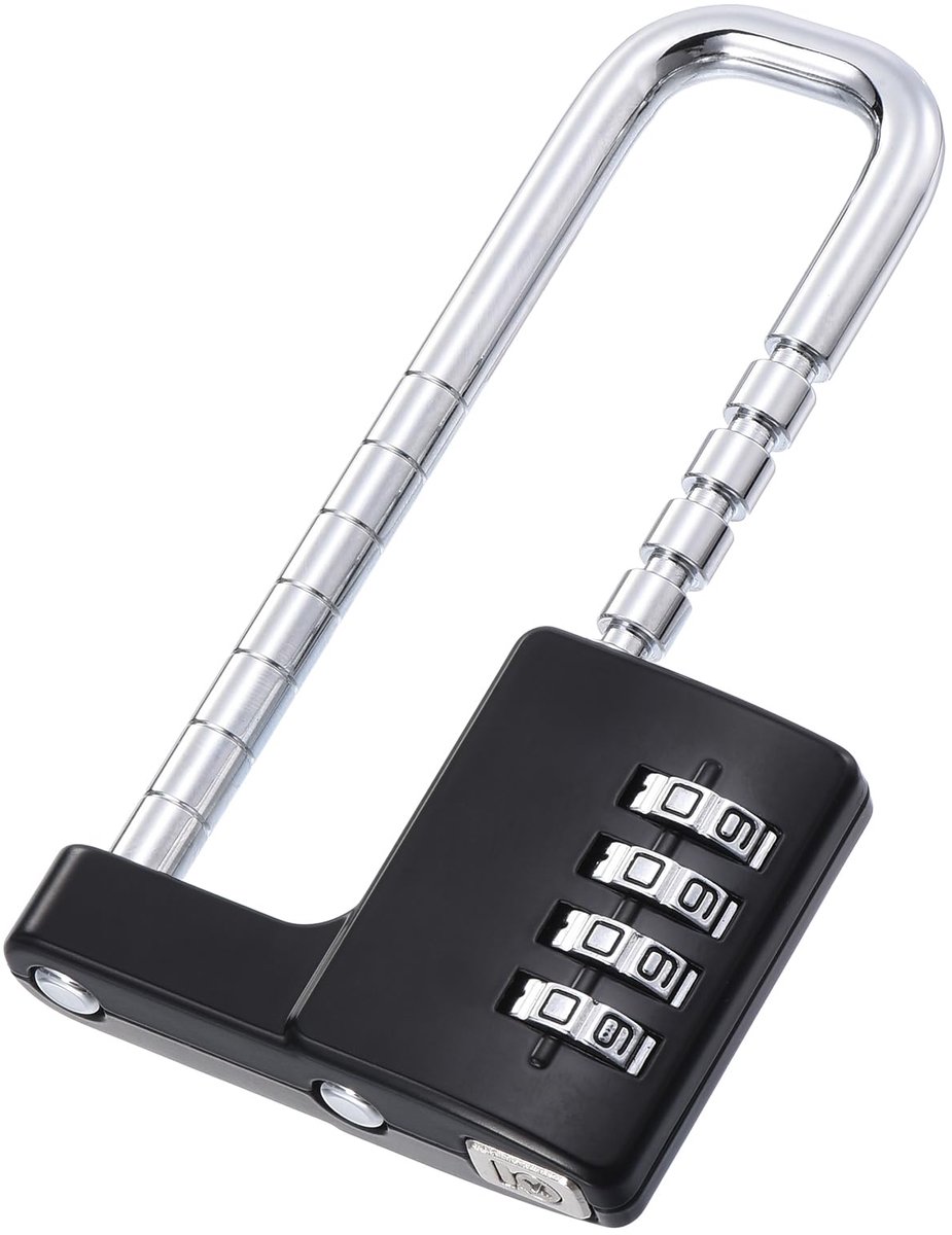 Hangslot - Verstelbaar 4-cijferig Cijferslot - Voor Koffers, Kluisjes, Boxen, Gym, Kelder, Deuren en Ramen - Zwart - 117x64,4x14,5mm