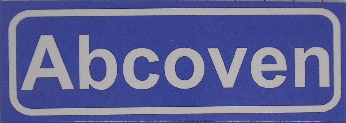 Souv© - koelkast magneet - plaatsnaam bord - kombord - souvenir - koelkastmagneetje - relatiegeschenk Abcoven