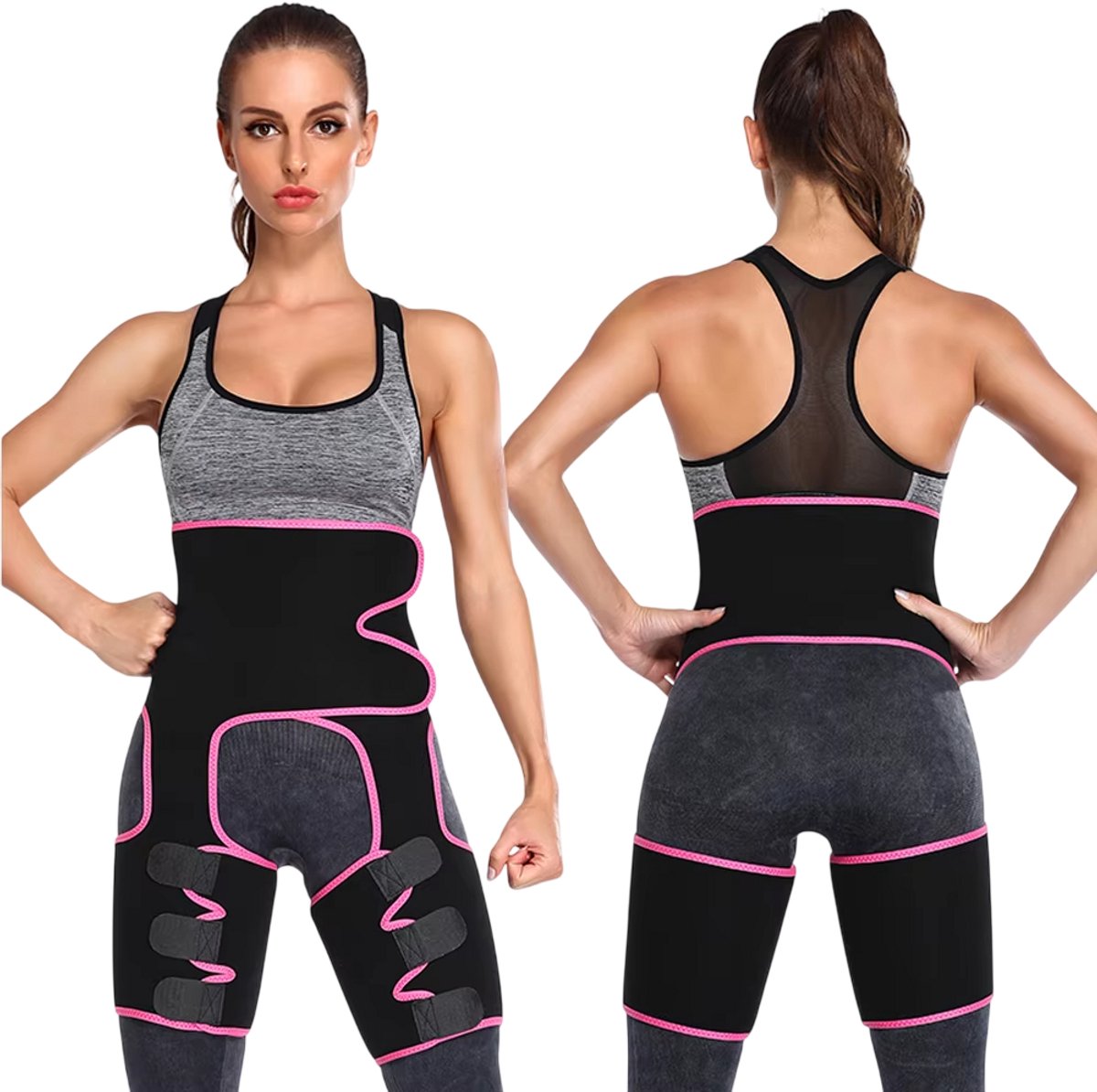 Taille Trainer Vrouwen 3-in-1 – Taille Shaper, Buik- en Dij Trimmer, Billen Lifter, Body Shaper & Afslankband voor Workout - Roze - Maat S-M