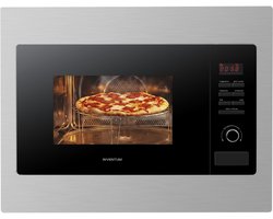 Inventum IMC6125F - Inbouw combi-oven - Hetelucht - Magnetron - Grill - 25 liter - 45 cm hoog - Tot 220 graden - RVS/Zwart
