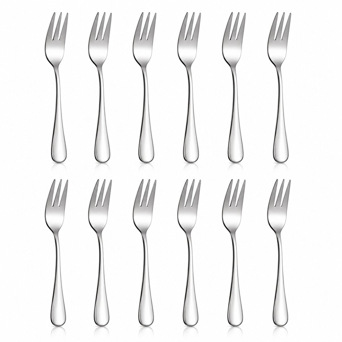 Gebaksvorkjes RVS - Dessertvorkjes & Taartvorkjes - 12 Stuks - 13,8 cm - Vaatwasserbestendig - Zilver